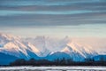 Snowcovered Mountains in  Alaska. Chilkat State Park. Mud Bay. Royalty Free Stock Photo