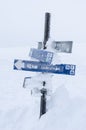 Snowcovered route sign Royalty Free Stock Photo