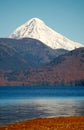 Snowcovered volcano peak in Patagonia