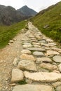 Snowdon stone flagged path up to peak of Snowdon Miners track. Royalty Free Stock Photo