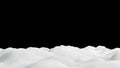 Snowdrift on black background 3D render