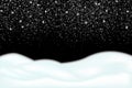 Snowdrift. Frozen lying snow. Falling snow, snowflakes. Winter Christmas illustration. Vector template. Isolated background. Royalty Free Stock Photo