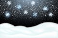 Snowdrift. Frozen lying snow. Falling snow, snowflakes. Winter Christmas illustration. Vector template. isolated background. Royalty Free Stock Photo