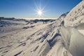 Snowdrift on the hill Kosarisko in Low Tatras mountains during winter sunrise Royalty Free Stock Photo