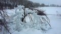 Snowdrifts, icicles ice frost