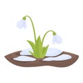 Snowdrop branch icon cartoon vector. Spring flower