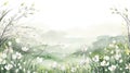 Snowdrop flowers landscape background. Beautiful snowdrops growing in snow in early spring forest illustration of nature Royalty Free Stock Photo