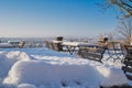 snow covered beer garden Royalty Free Stock Photo