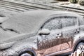 A snowed car