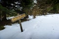 Snowed footpath to La Roche d Ajoux in Beaujolais Royalty Free Stock Photo