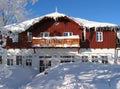 Snowed hostel in the mountains