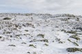 Snowed mountain surface at winter landscape scene