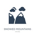 snowed mountains icon in trendy design style. snowed mountains icon isolated on white background. snowed mountains vector icon