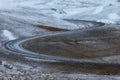 Snowed S curve in the ring road ,iceland