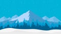 Snowfall on the background of the winter forest and mountains Royalty Free Stock Photo