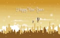 Snowfall City Building New Year Celebration Card Vector Illustration Royalty Free Stock Photo