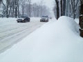 Snowfall covering roads