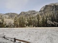 Snowfall on granit peaks Royalty Free Stock Photo