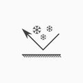 Snowfall icon. Snowproof material. Snow resistant coating icon. Repelling surface. Vector Royalty Free Stock Photo