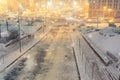 Snowfall on Independence square in Kiev Royalty Free Stock Photo