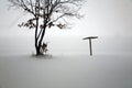 Snowfall at isolated beach