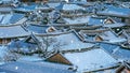 Snowfall at Jeonju traditional Korean village, Jeonju Hanok village in winter, South Korea Royalty Free Stock Photo