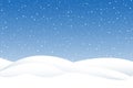 Snowfall and little snow with snow drifts. Heavy snowfall, snowflakes in different shapes and forms. Sky clouds and snow winter. Royalty Free Stock Photo