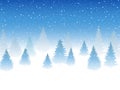 Snowfall and little snow with snow drifts and tree. Heavy snowfall, snowflakes in different shapes and forms. Sky clouds and snow Royalty Free Stock Photo