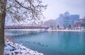 Snowfall Over The Peace Bridge Royalty Free Stock Photo