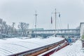 Snowfall over Pont Bir-Hakeim - Paris Royalty Free Stock Photo