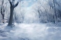 Snowfall park forest outdoor. Generate Ai Royalty Free Stock Photo