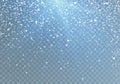 Snowfall pattern with blue shine. Falling snowflakes. Vector illustration Isolated on transparent background