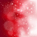 Snowfall on red snowy clouds backdrop