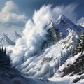 The Snowfall Scream - Breathtaking Mountainscape Engulfed in Avalanche