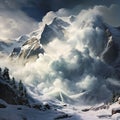 The Snowfall Scream - Breathtaking Mountainscape Engulfed in Avalanche