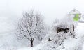 Snowfall at Tosh village in Himachal pradesh, India Royalty Free Stock Photo