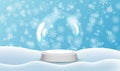 Snowfall And White Glass Clobe With Snow Royalty Free Stock Photo