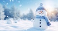 Snowfall white winter celebration background snowman blue holiday christmas seasonal cold snow new year Royalty Free Stock Photo