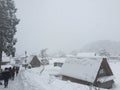 snowfall in winter at shirakawa-go