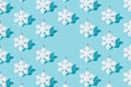 Snowflake on ablue background. Pattern. Minimal design. Copy space Royalty Free Stock Photo
