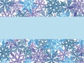 Snowflake Background with Blue Banner for Text Copy Space. Royalty Free Stock Photo