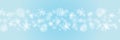 Snowflake background border white, silver, blue color. Christmas, winter holiday snow flakes pattern illustration banner design on Royalty Free Stock Photo