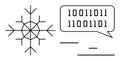Binary Code Speech Bubble Connected to Snowflake Design Representing Data and Technology Themes Royalty Free Stock Photo