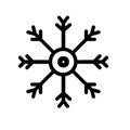 Snowflake black vector icon, art, illustration, design