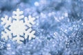 Snowflake Blue Background, Sparkling Snow Flakes Decoration Royalty Free Stock Photo