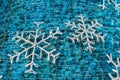 Snowflake and blue christmas tree