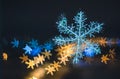 Snowflake with blurred color background.