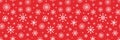 Snowflake Christmas background. White snowflakes on red banner. Happy Holiday card. Hello winter border. Color snowfall Royalty Free Stock Photo