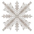 Snowflake Christmas illusration. Adult coloring page or temporary tattoo. Creative New Year print.