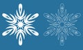 Snowflake Christmas winter decoration, white ice crystal snowflake on blue Royalty Free Stock Photo